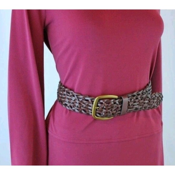 NEW Ralph Lauren Women’s Leather Belt Large Brown Braided Flexible Fit main image 9